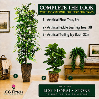 Fake Hanging Plant, Trailing Artificial Ivy Plant 32, Faux Trailing Plant Ivy Vine for Indoor Décor, Realistic Greenery Stem for Planters, Shelves & Wall Hanging Plants (No Pot)