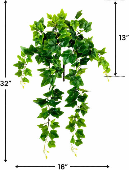 Fake Hanging Plant, Trailing Artificial Ivy Plant 32, Faux Trailing Plant Ivy Vine for Indoor Décor, Realistic Greenery Stem for Planters, Shelves & Wall Hanging Plants (No Pot)