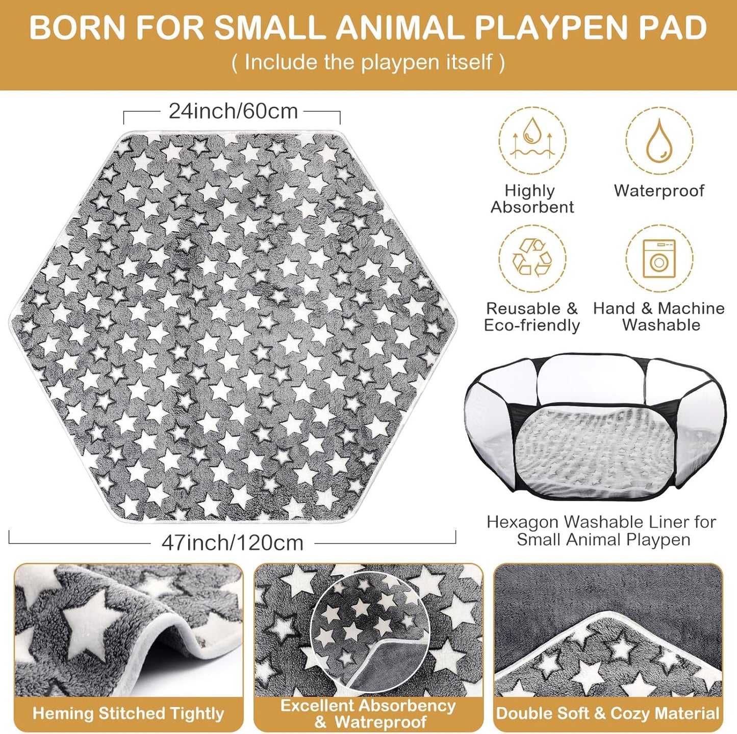 Hamster Playpen with Mat Small Animal Cage Tent Breathable Transparent Guinea Pig Playpen Waterproof Portable Yard Fence Mat Foldable Exercise Playpen Outdoor Indoor (Blue,Star)
