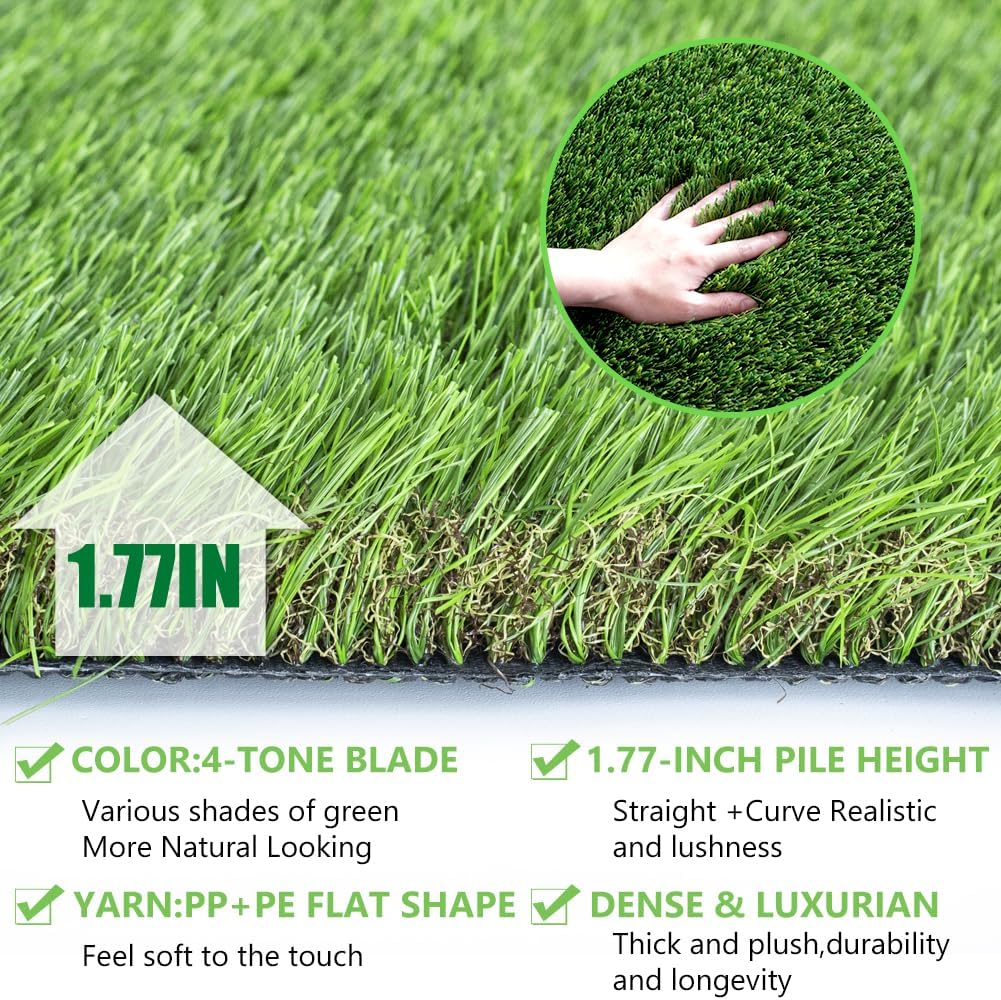 Luxurious Artificial Grass 1.77 Inch Ultrathick Turf 7 X 15 Feet