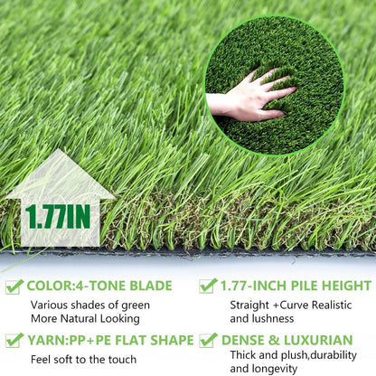Luxurious Artificial Grass 1.77 Inch Ultrathick Turf 7 X 15 Feet