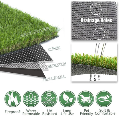 Luxurious Artificial Grass 1.77 Inch Ultrathick Turf 7 X 15 Feet