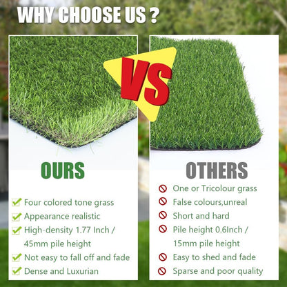 Luxurious Artificial Grass 1.77 Inch Ultrathick Turf 7 X 15 Feet