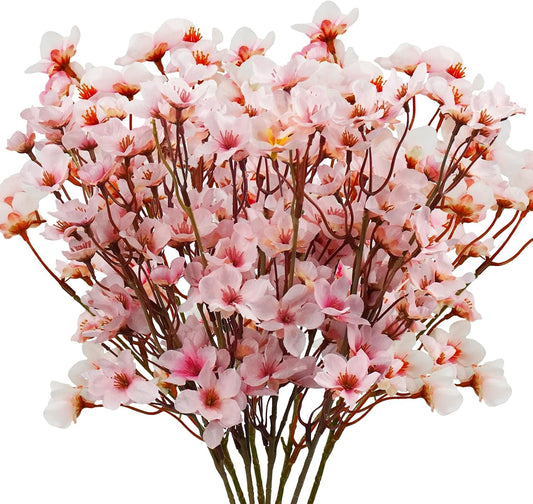 Artificial Cherry Blossom Flowers, Silk Cherry Blossom Branches, Fake Plum Blossom Flowers Arrangement for DIY Home Wedding Tree Party Decor Pink