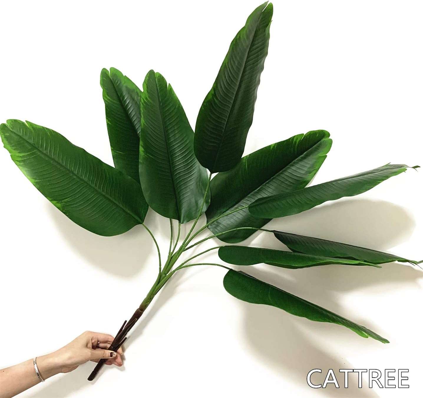 33 inch Tall Artificial Banana Tree, 9 Branches with Brown Leaves, UV Resistant Plastic, Ideal for Decorating Indoors or Outdoors