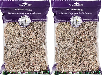 (26911) Spanish Moss Dried, Natural, 8 Ounces | Decorative Moss for Crafts, Potted Plants & Fairy Gardens, Vase Filler & Floral Arrangements, Indoor/Outdoor Garden Projects