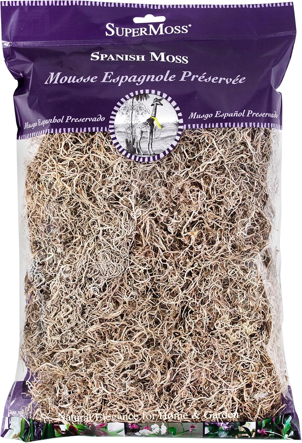(26911) Spanish Moss Dried, Natural, 8 Ounces | Decorative Moss for Crafts, Potted Plants & Fairy Gardens, Vase Filler & Floral Arrangements, Indoor/Outdoor Garden Projects