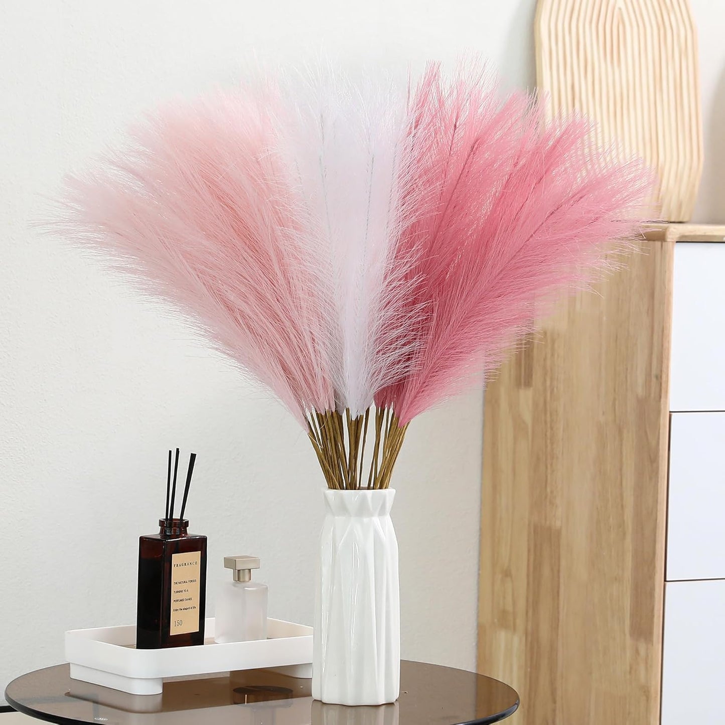 30pcs White Pampas Grass - 24 Inch Faux Pampas Grass Decor, Artificial Tall Pampas Grass for Wedding Flower Arrangement, Party Decorations, Christmas and Home Decor (White)