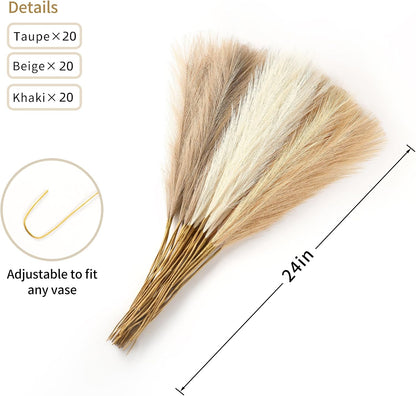 30pcs White Pampas Grass - 24 Inch Faux Pampas Grass Decor, Artificial Tall Pampas Grass for Wedding Flower Arrangement, Party Decorations, Christmas and Home Decor (White)