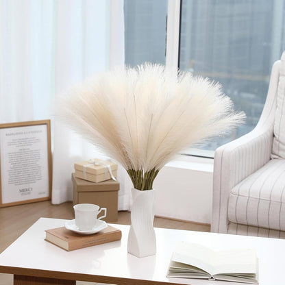 30pcs White Pampas Grass - 24 Inch Faux Pampas Grass Decor, Artificial Tall Pampas Grass for Wedding Flower Arrangement, Party Decorations, Christmas and Home Decor (White)