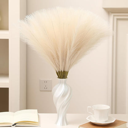 30pcs White Pampas Grass - 24 Inch Faux Pampas Grass Decor, Artificial Tall Pampas Grass for Wedding Flower Arrangement, Party Decorations, Christmas and Home Decor (White)