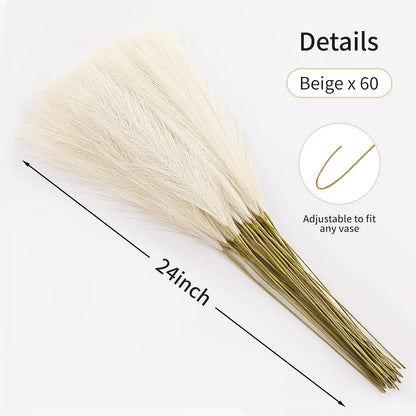 30pcs White Pampas Grass - 24 Inch Faux Pampas Grass Decor, Artificial Tall Pampas Grass for Wedding Flower Arrangement, Party Decorations, Christmas and Home Decor (White)