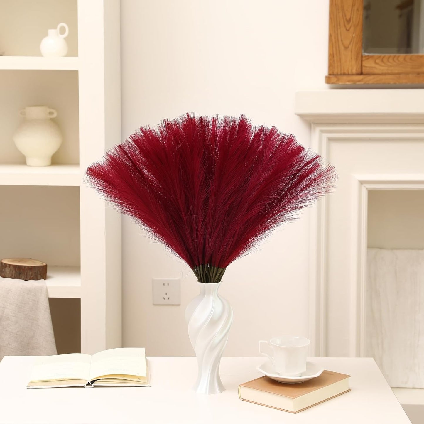 30pcs White Pampas Grass - 24 Inch Faux Pampas Grass Decor, Artificial Tall Pampas Grass for Wedding Flower Arrangement, Party Decorations, Christmas and Home Decor (White)