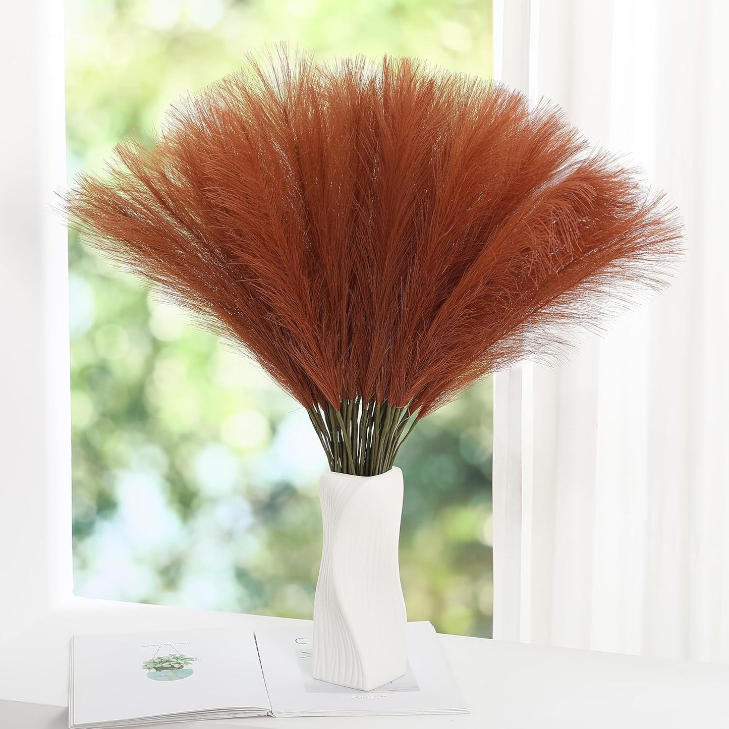 30pcs White Pampas Grass - 24 Inch Faux Pampas Grass Decor, Artificial Tall Pampas Grass for Wedding Flower Arrangement, Party Decorations, Christmas and Home Decor (White)