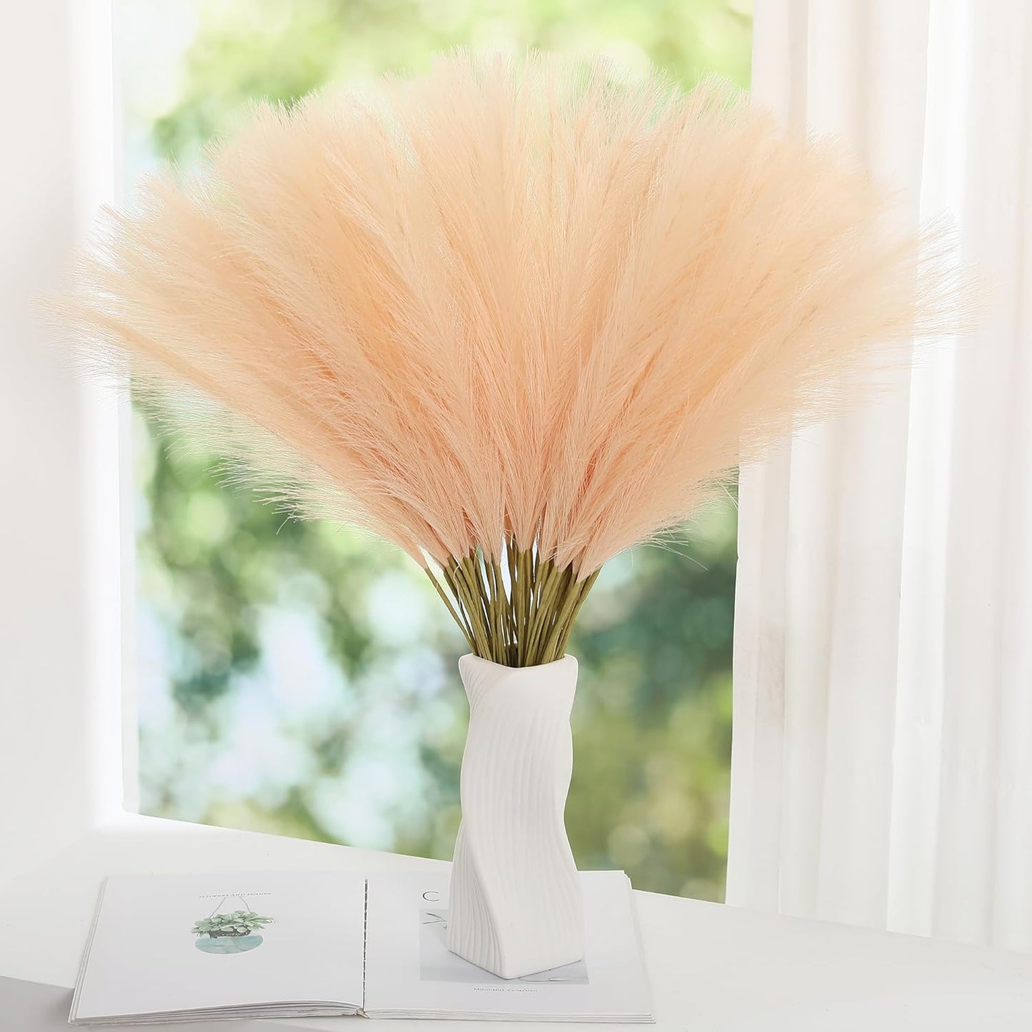 30pcs White Pampas Grass - 24 Inch Faux Pampas Grass Decor, Artificial Tall Pampas Grass for Wedding Flower Arrangement, Party Decorations, Christmas and Home Decor (White)