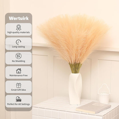 30pcs White Pampas Grass - 24 Inch Faux Pampas Grass Decor, Artificial Tall Pampas Grass for Wedding Flower Arrangement, Party Decorations, Christmas and Home Decor (White)