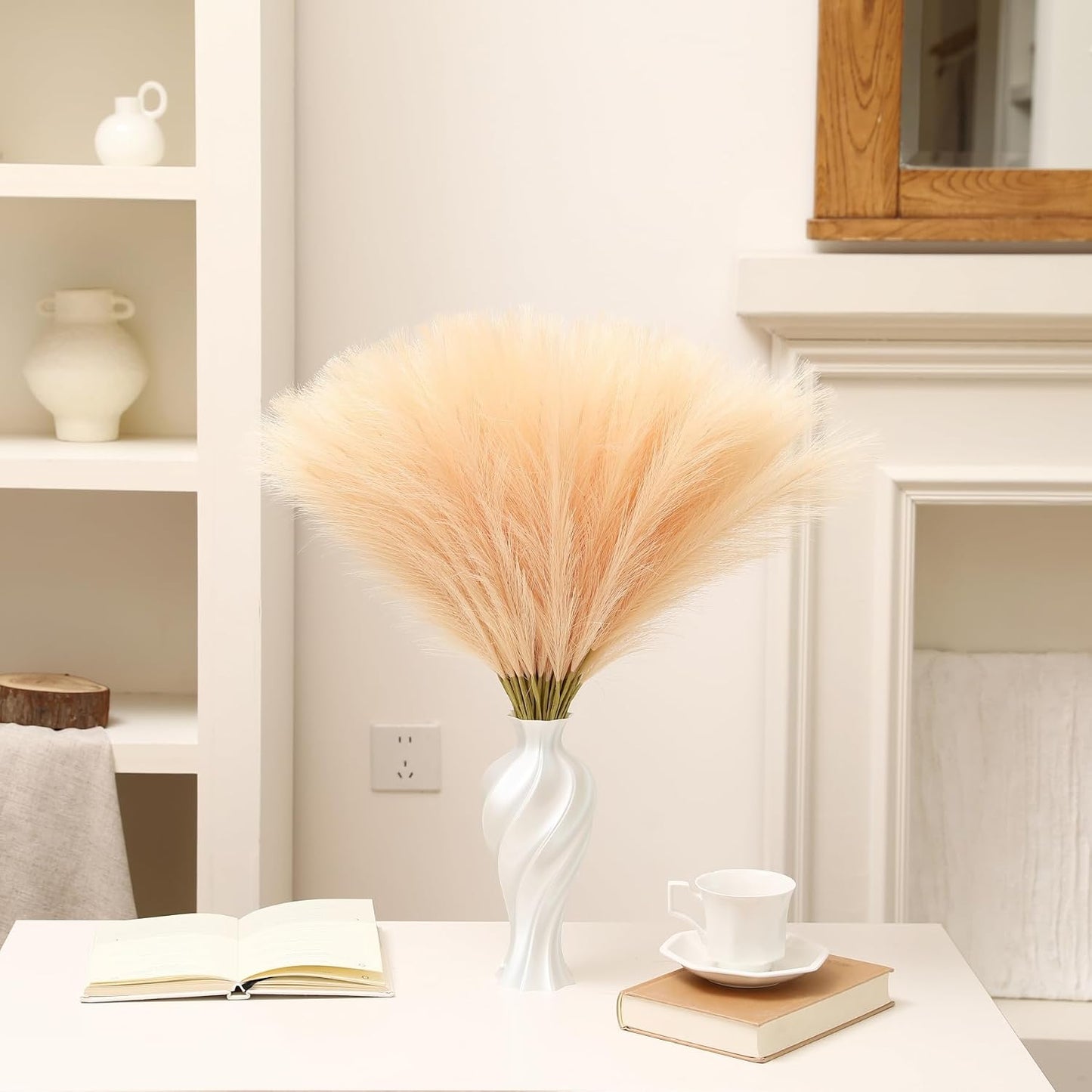 30pcs White Pampas Grass - 24 Inch Faux Pampas Grass Decor, Artificial Tall Pampas Grass for Wedding Flower Arrangement, Party Decorations, Christmas and Home Decor (White)