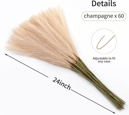 30pcs White Pampas Grass - 24 Inch Faux Pampas Grass Decor, Artificial Tall Pampas Grass for Wedding Flower Arrangement, Party Decorations, Christmas and Home Decor (White)