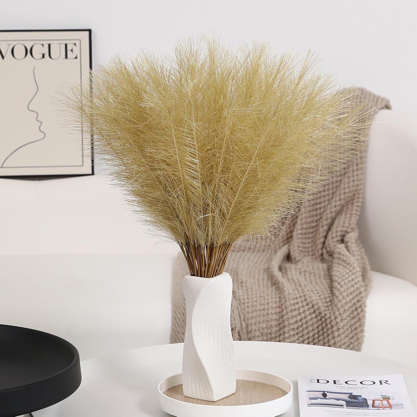 30pcs White Pampas Grass - 24 Inch Faux Pampas Grass Decor, Artificial Tall Pampas Grass for Wedding Flower Arrangement, Party Decorations, Christmas and Home Decor (White)
