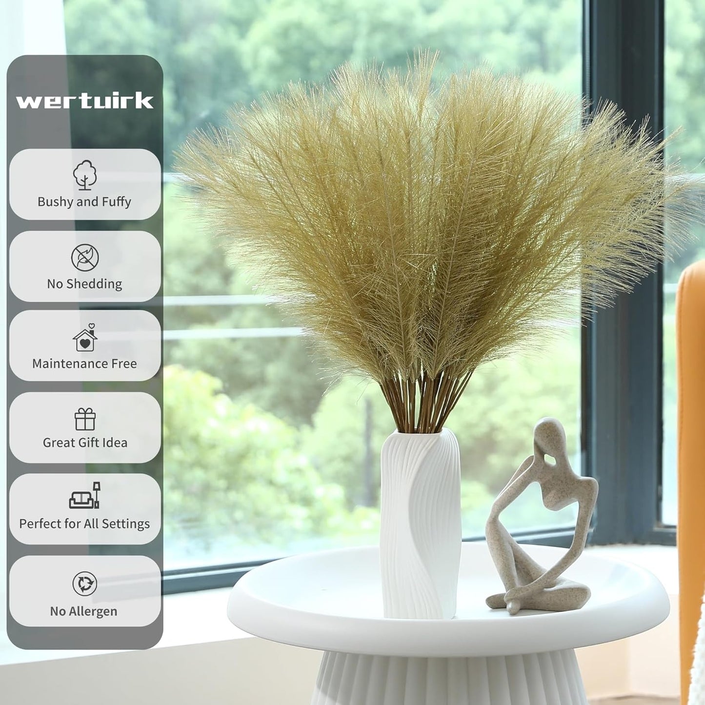 30pcs White Pampas Grass - 24 Inch Faux Pampas Grass Decor, Artificial Tall Pampas Grass for Wedding Flower Arrangement, Party Decorations, Christmas and Home Decor (White)