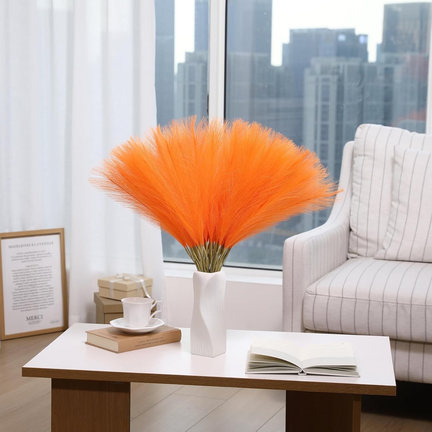 30pcs White Pampas Grass - 24 Inch Faux Pampas Grass Decor, Artificial Tall Pampas Grass for Wedding Flower Arrangement, Party Decorations, Christmas and Home Decor (White)