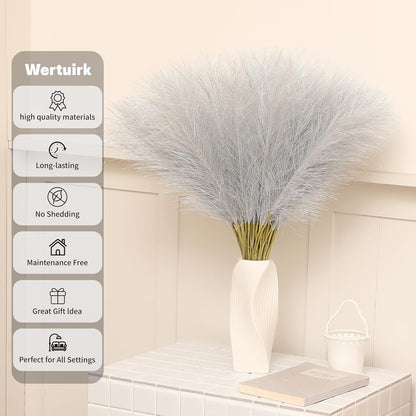 30pcs White Pampas Grass - 24 Inch Faux Pampas Grass Decor, Artificial Tall Pampas Grass for Wedding Flower Arrangement, Party Decorations, Christmas and Home Decor (White)