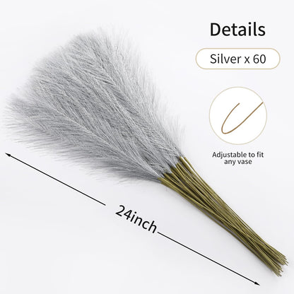 30pcs White Pampas Grass - 24 Inch Faux Pampas Grass Decor, Artificial Tall Pampas Grass for Wedding Flower Arrangement, Party Decorations, Christmas and Home Decor (White)