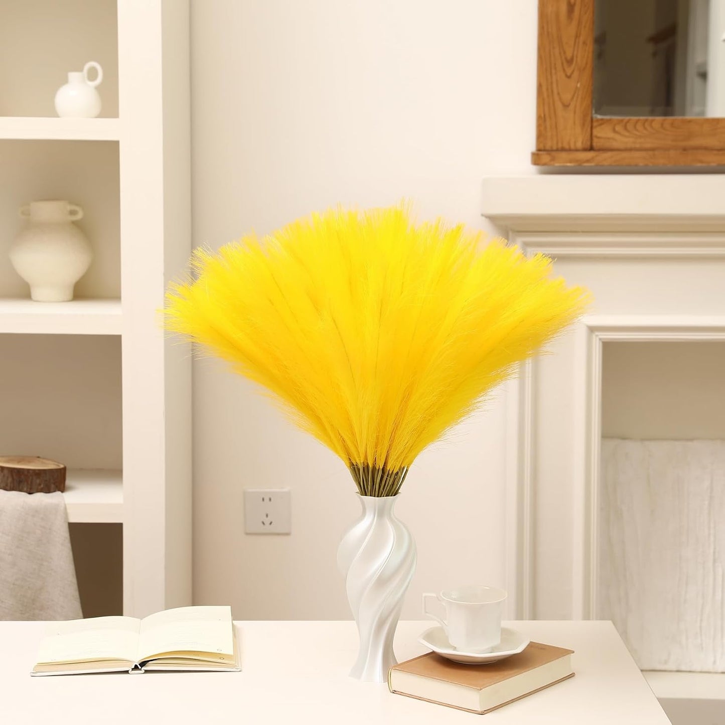 30pcs White Pampas Grass - 24 Inch Faux Pampas Grass Decor, Artificial Tall Pampas Grass for Wedding Flower Arrangement, Party Decorations, Christmas and Home Decor (White)