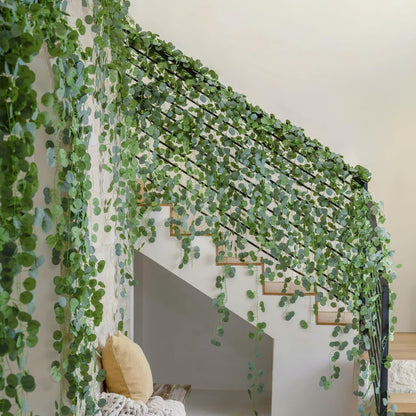 12 Pack 84Ft Eucalyptus Garland,Artificial Eucalyptus Leaves Table Greenery Garland Wreath Vines for Wedding Party Table Fireplace Bedroom Wall Room Decor