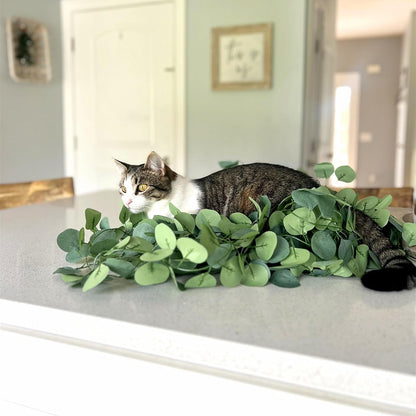 12 Pack 84Ft Eucalyptus Garland,Artificial Eucalyptus Leaves Table Greenery Garland Wreath Vines for Wedding Party Table Fireplace Bedroom Wall Room Decor
