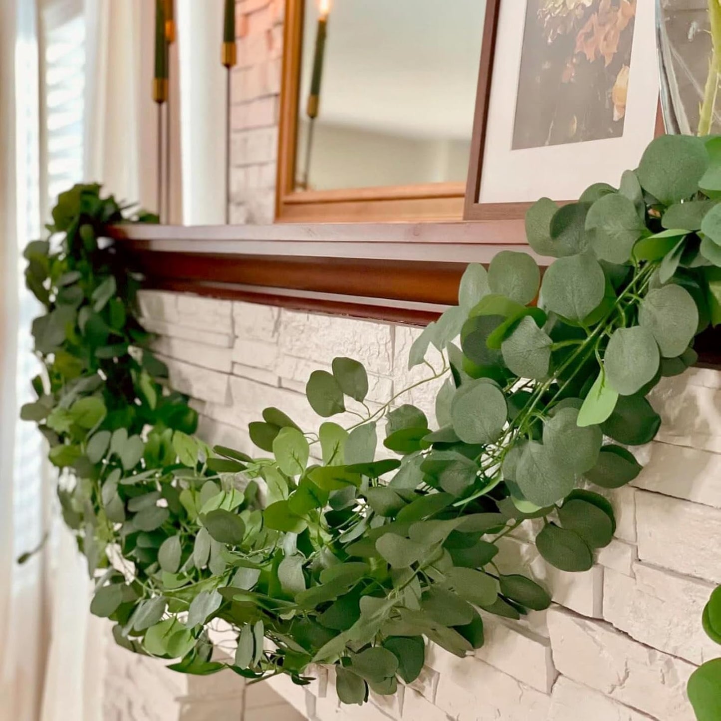 12 Pack 84Ft Eucalyptus Garland,Artificial Eucalyptus Leaves Table Greenery Garland Wreath Vines for Wedding Party Table Fireplace Bedroom Wall Room Decor