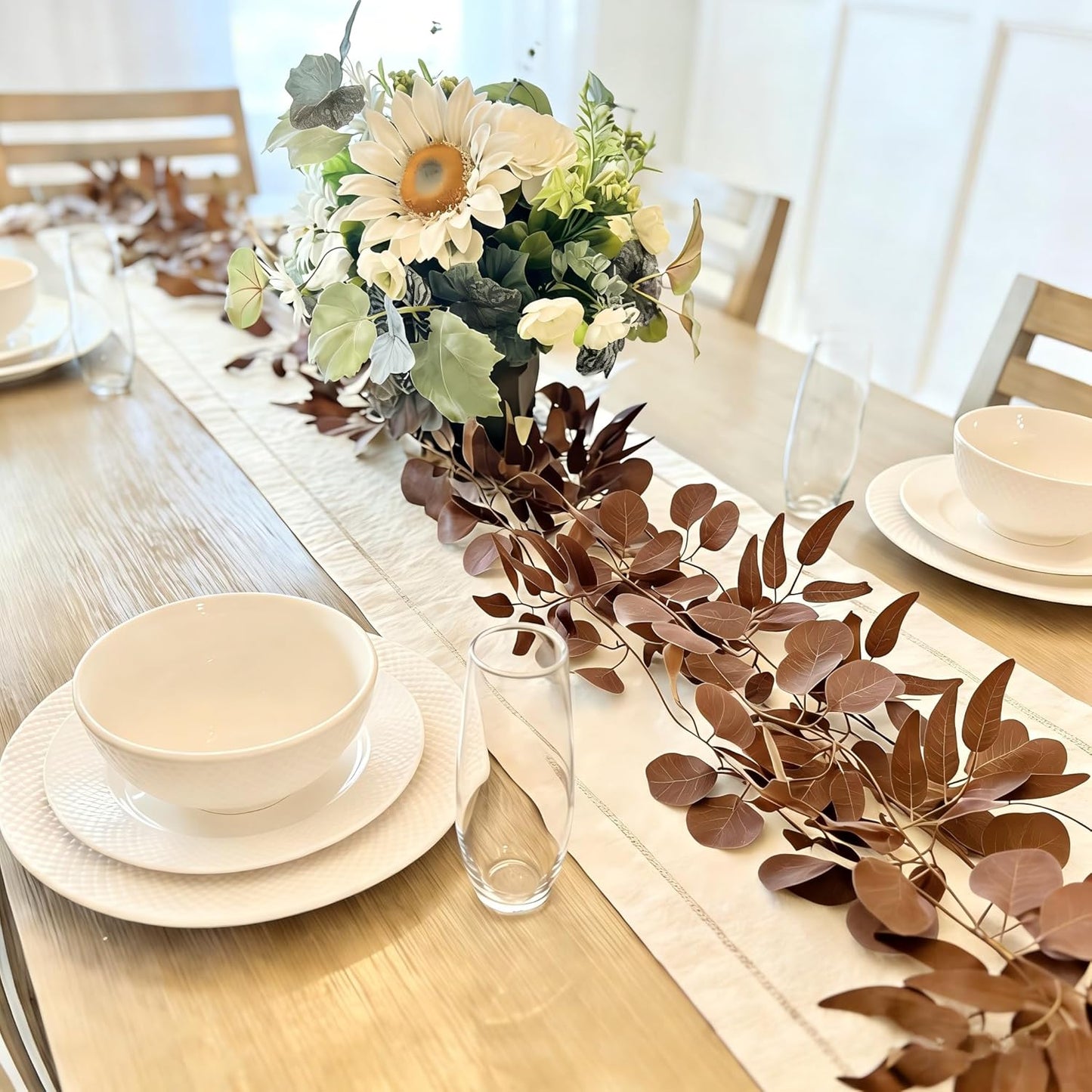 12 Pack 84Ft Eucalyptus Garland,Artificial Eucalyptus Leaves Table Greenery Garland Wreath Vines for Wedding Party Table Fireplace Bedroom Wall Room Decor