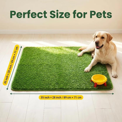 28" x 35" Large Grass Pad for Dogs Potty, Artificial Grass, Soft Fresh Dog Potty Training Rug, Dog Pee Pad, Pet Feeding Mat, Waterproof, Easy-Clean Rubber Backing Indoor/Outdoor