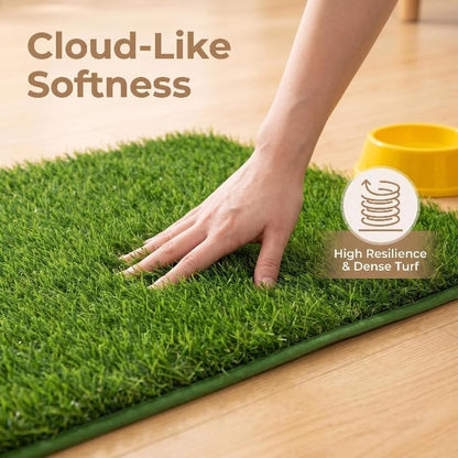 28" x 35" Large Grass Pad for Dogs Potty, Artificial Grass, Soft Fresh Dog Potty Training Rug, Dog Pee Pad, Pet Feeding Mat, Waterproof, Easy-Clean Rubber Backing Indoor/Outdoor