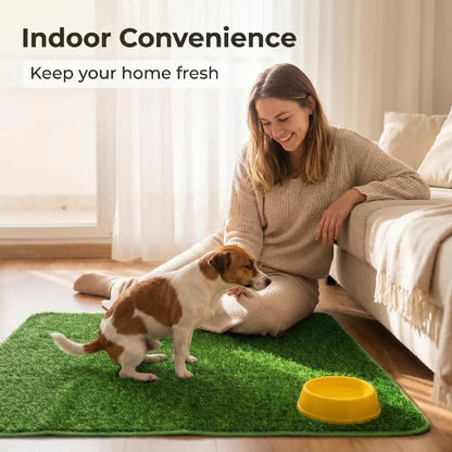 28" x 35" Large Grass Pad for Dogs Potty, Artificial Grass, Soft Fresh Dog Potty Training Rug, Dog Pee Pad, Pet Feeding Mat, Waterproof, Easy-Clean Rubber Backing Indoor/Outdoor