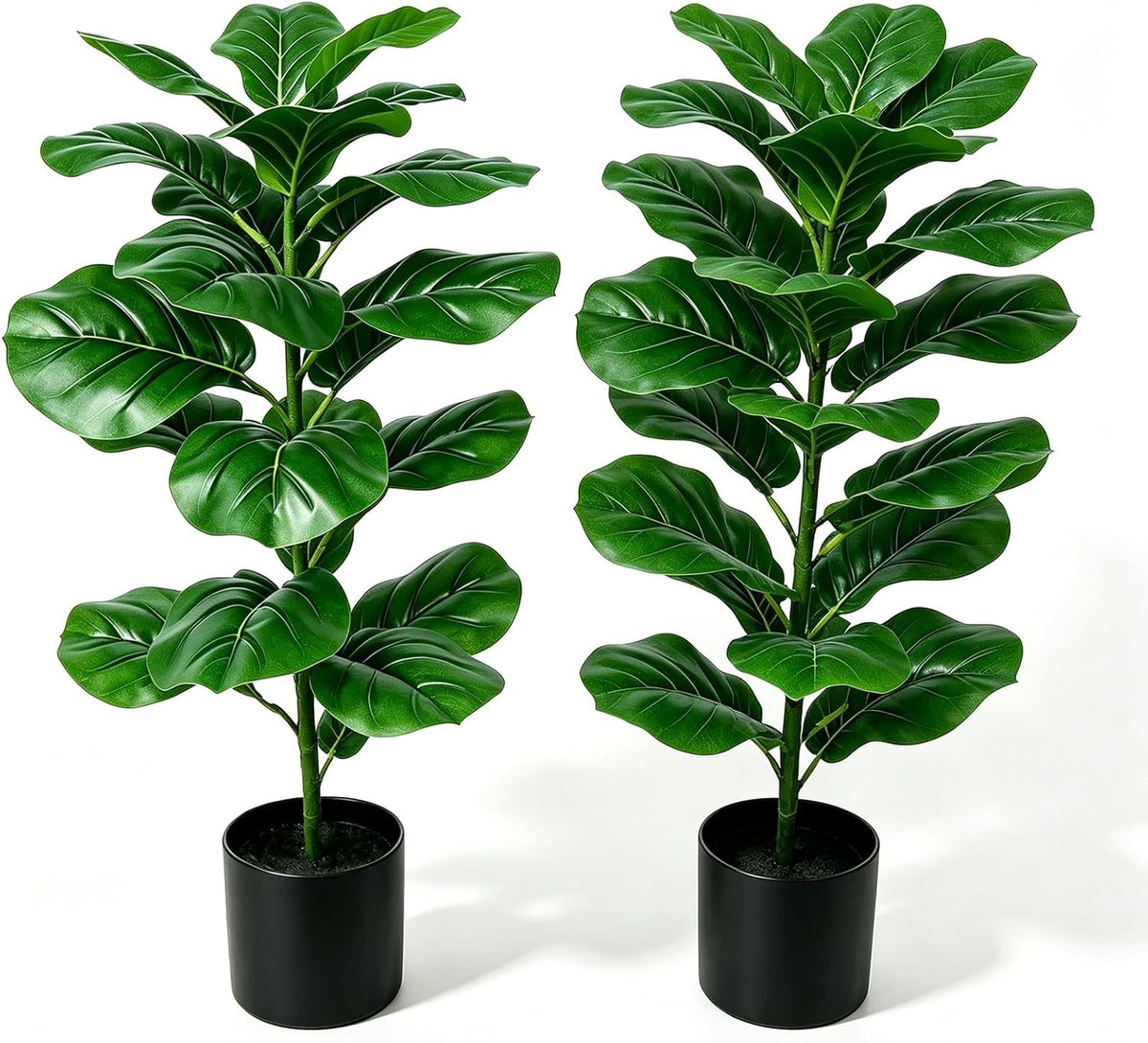 2 Pack Artificial Fiddle Leaf Fig Tree - 30" Fake Ficus Lyrata Artificial Tree in Pots, Fake Plants Indoor for Home or Office Decor, Artificial Plants Floor Housewarming Gift