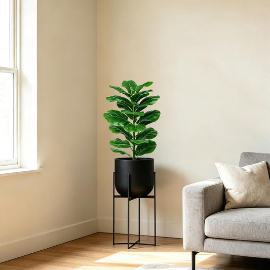 2 Pack Artificial Fiddle Leaf Fig Tree - 30" Fake Ficus Lyrata Artificial Tree in Pots, Fake Plants Indoor for Home or Office Decor, Artificial Plants Floor Housewarming Gift
