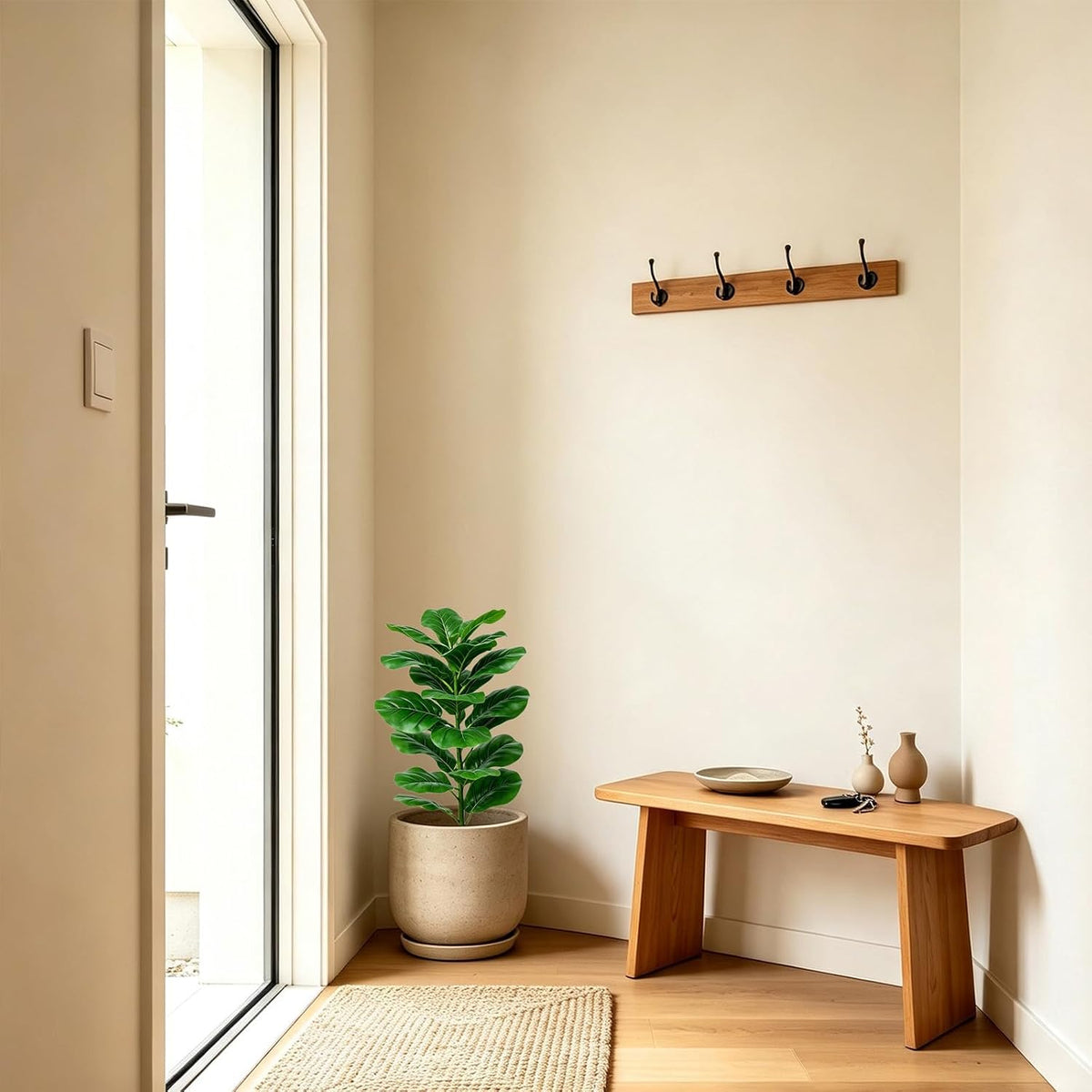 2 Pack Artificial Fiddle Leaf Fig Tree - 30" Fake Ficus Lyrata Artificial Tree in Pots, Fake Plants Indoor for Home or Office Decor, Artificial Plants Floor Housewarming Gift