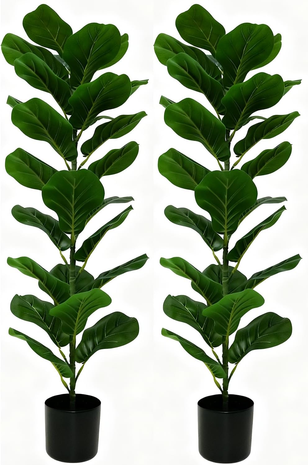 2 Pack Artificial Fiddle Leaf Fig Tree - 30" Fake Ficus Lyrata Artificial Tree in Pots, Fake Plants Indoor for Home or Office Decor, Artificial Plants Floor Housewarming Gift