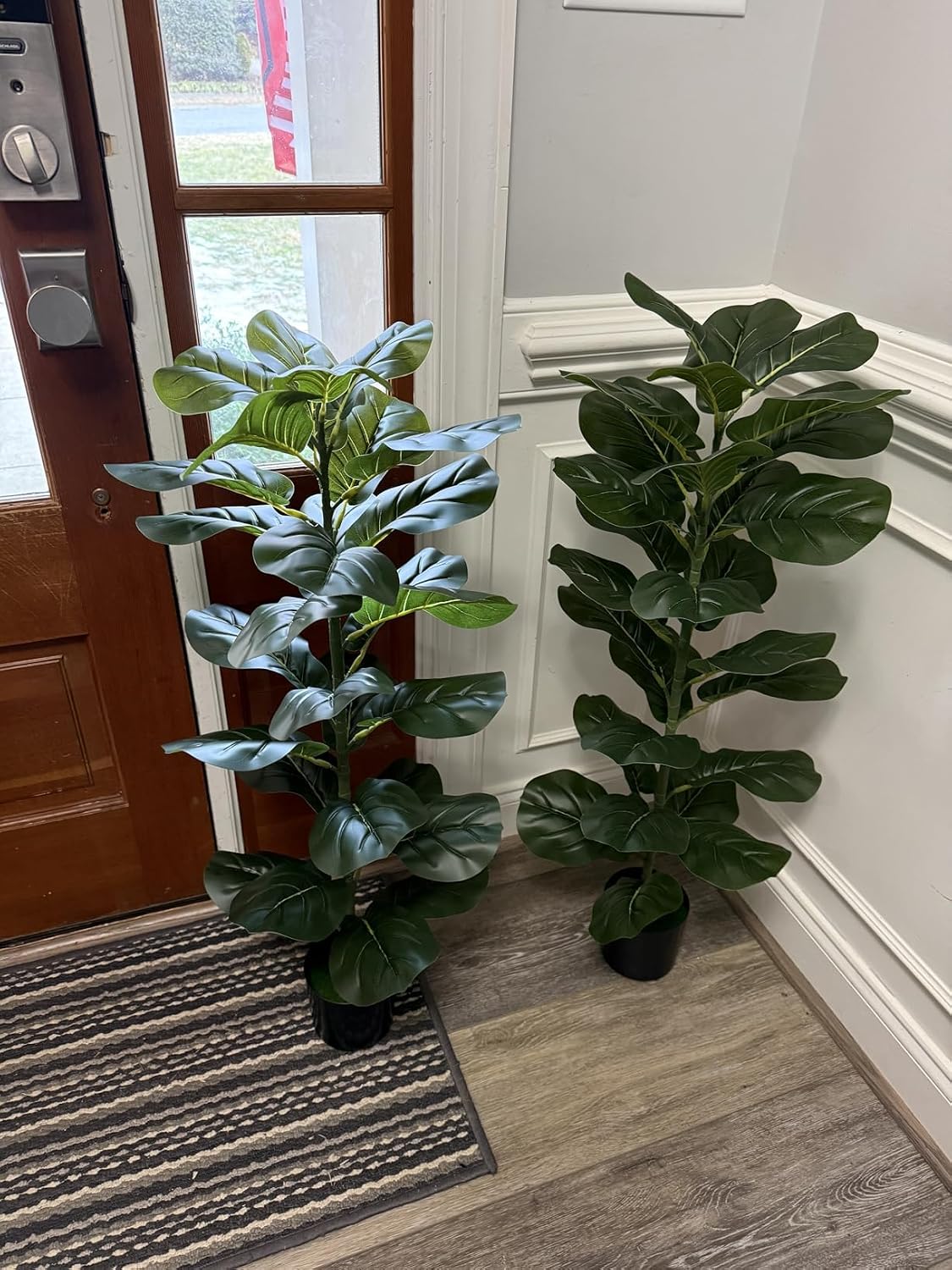 2 Pack Artificial Fiddle Leaf Fig Tree - 30" Fake Ficus Lyrata Artificial Tree in Pots, Fake Plants Indoor for Home or Office Decor, Artificial Plants Floor Housewarming Gift