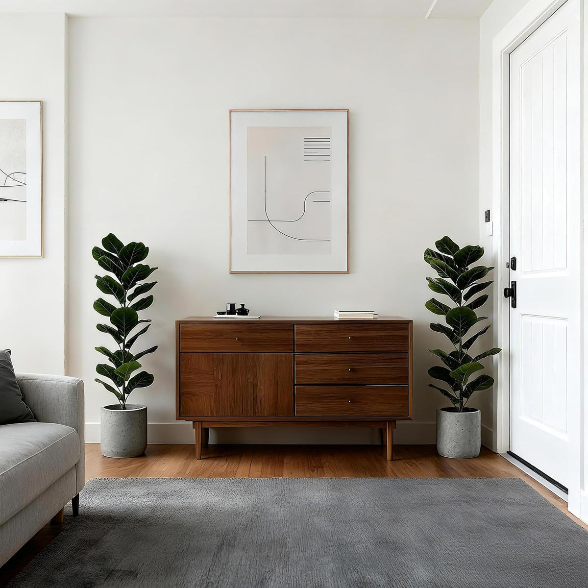 2 Pack Artificial Fiddle Leaf Fig Tree - 30" Fake Ficus Lyrata Artificial Tree in Pots, Fake Plants Indoor for Home or Office Decor, Artificial Plants Floor Housewarming Gift