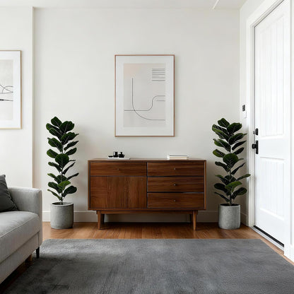 2 Pack Artificial Fiddle Leaf Fig Tree - 30" Fake Ficus Lyrata Artificial Tree in Pots, Fake Plants Indoor for Home or Office Decor, Artificial Plants Floor Housewarming Gift