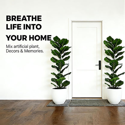2 Pack Artificial Fiddle Leaf Fig Tree - 30" Fake Ficus Lyrata Artificial Tree in Pots, Fake Plants Indoor for Home or Office Decor, Artificial Plants Floor Housewarming Gift