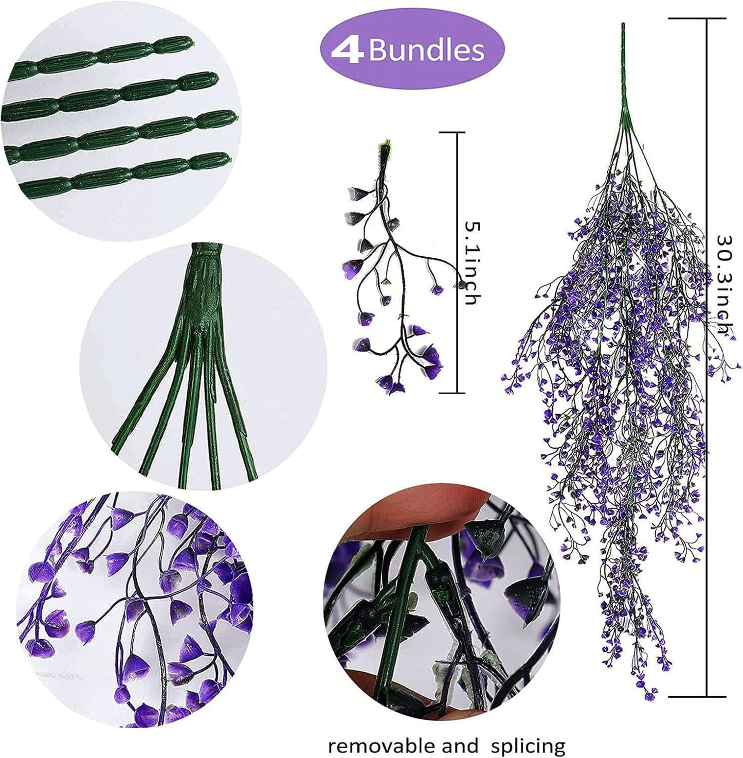 Hanging Fake Plants,4 Pcs Faux Eucalyptus Leaf Greenery Vine Plant Faux Plants Fake Ivy Room Decor Home Garden Wedding Party Indoor Outdoor Decorations (Vine)