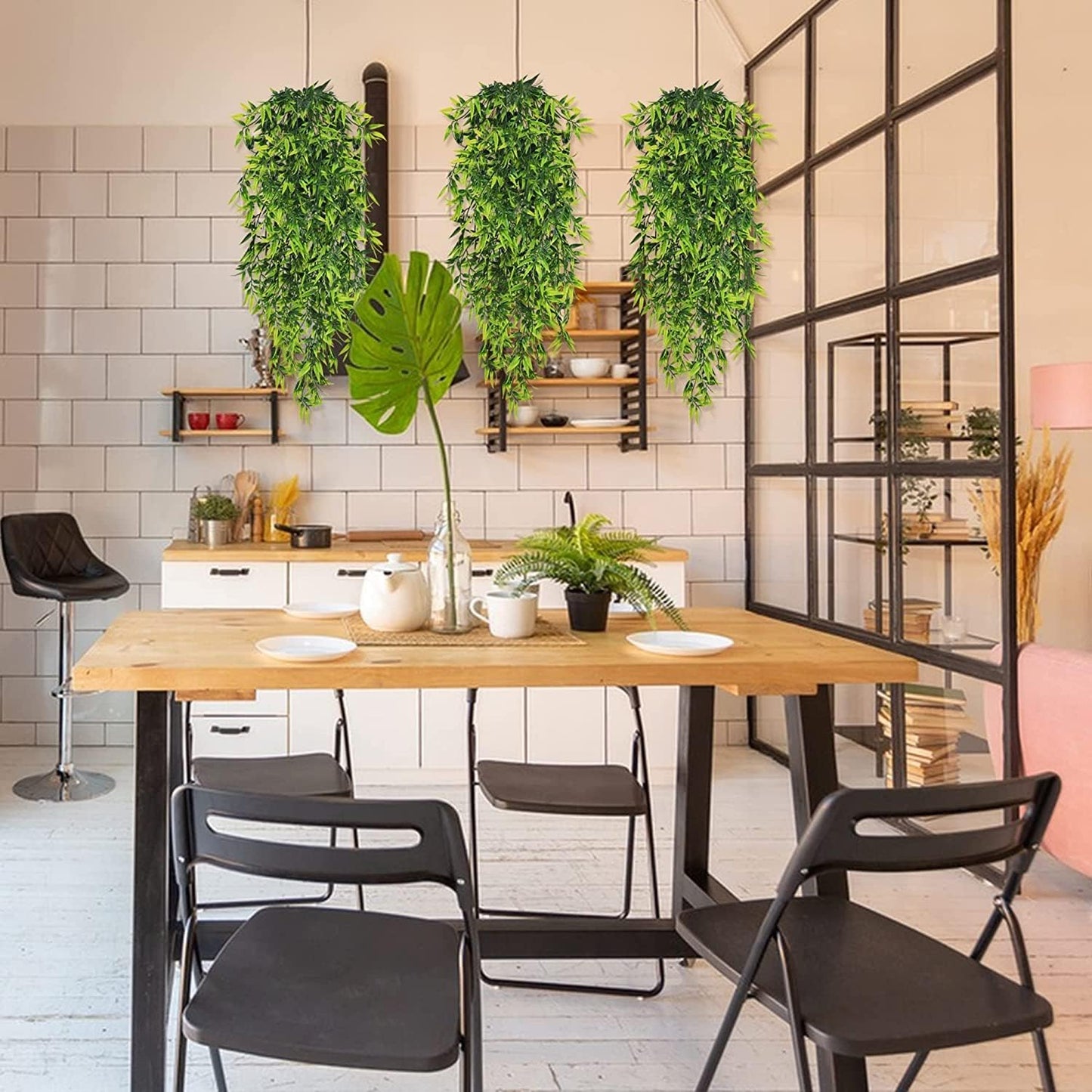 Hanging Fake Plants,4 Pcs Faux Eucalyptus Leaf Greenery Vine Plant Faux Plants Fake Ivy Room Decor Home Garden Wedding Party Indoor Outdoor Decorations (Vine)