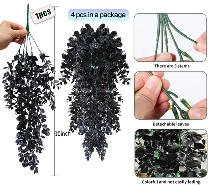 Hanging Fake Plants,4 Pcs Faux Eucalyptus Leaf Greenery Vine Plant Faux Plants Fake Ivy Room Decor Home Garden Wedding Party Indoor Outdoor Decorations (Vine)