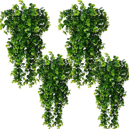 Hanging Fake Plants,4 Pcs Faux Eucalyptus Leaf Greenery Vine Plant Faux Plants Fake Ivy Room Decor Home Garden Wedding Party Indoor Outdoor Decorations (Vine)