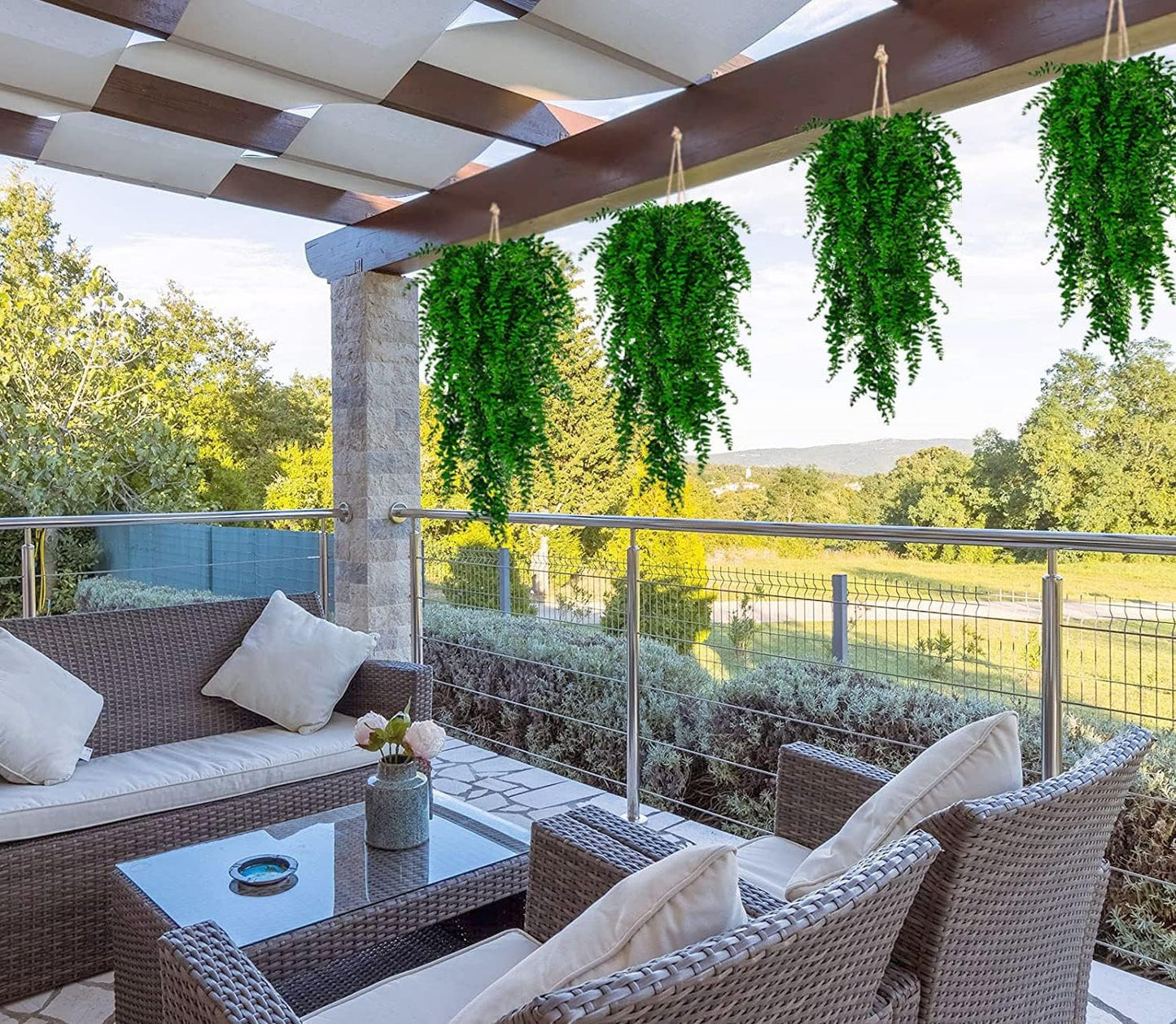 Hanging Fake Plants,4 Pcs Faux Eucalyptus Leaf Greenery Vine Plant Faux Plants Fake Ivy Room Decor Home Garden Wedding Party Indoor Outdoor Decorations (Vine)