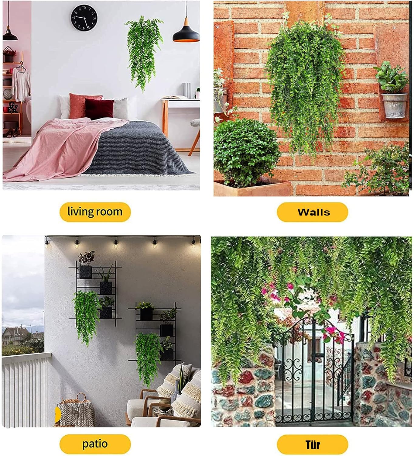 Hanging Fake Plants,4 Pcs Faux Eucalyptus Leaf Greenery Vine Plant Faux Plants Fake Ivy Room Decor Home Garden Wedding Party Indoor Outdoor Decorations (Vine)