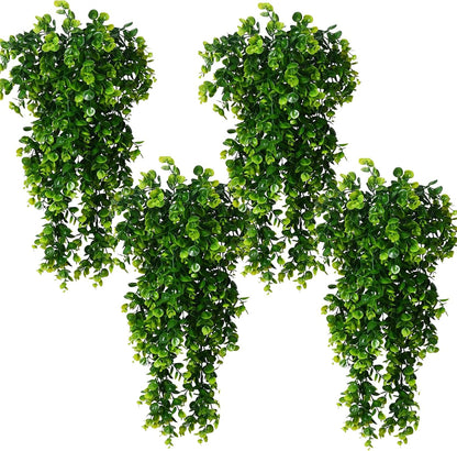 Hanging Fake Plants,4 Pcs Faux Eucalyptus Leaf Greenery Vine Plant Faux Plants Fake Ivy Room Decor Home Garden Wedding Party Indoor Outdoor Decorations (Vine)